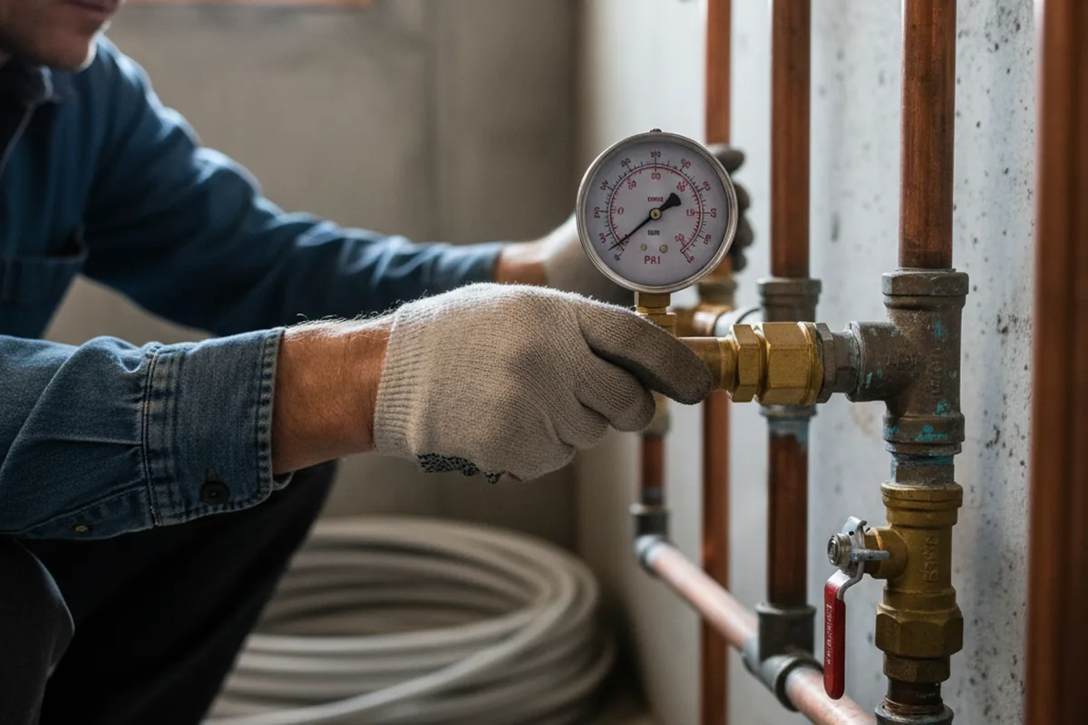 Pressure testing a repaired line during Water Line Repair in Fair Grove